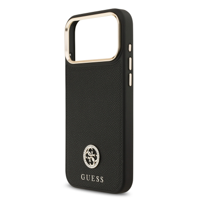 Apple iPhone 17 Pro Max Kılıf Guess Orjinal Lisanslı M-safe Şarj Özellikli Grained Yazı ve Taşlı 4G Logolu Kapak - 9