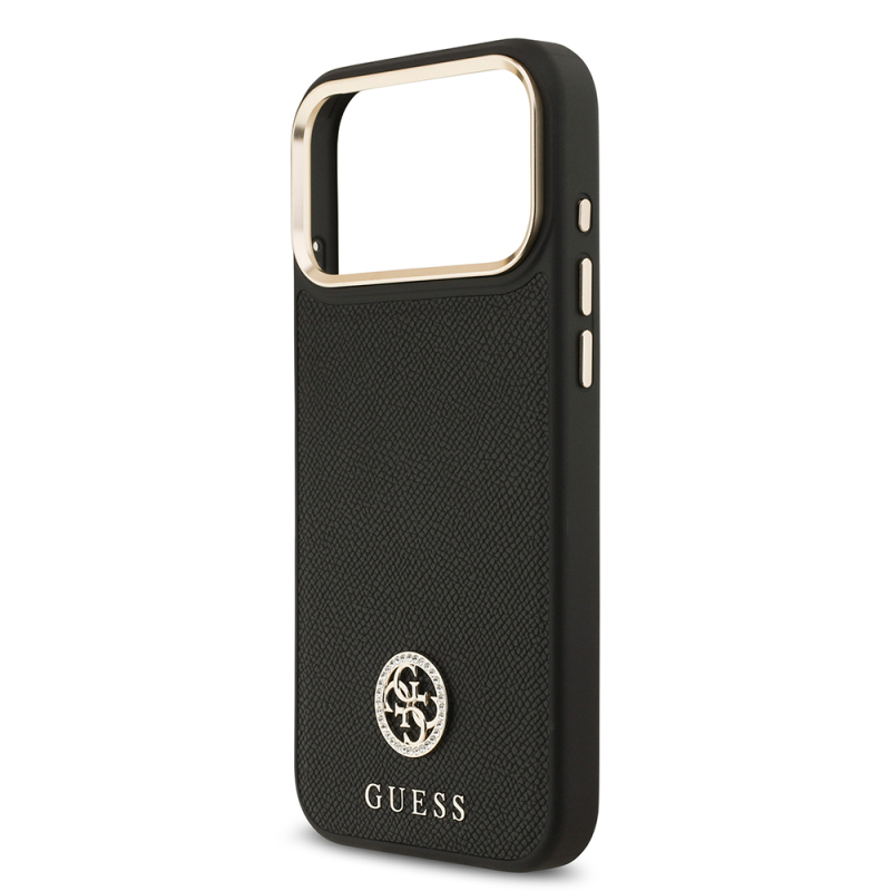 Apple iPhone 17 Pro Max Kılıf Guess Orjinal Lisanslı M-safe Şarj Özellikli Grained Yazı ve Taşlı 4G Logolu Kapak - 9