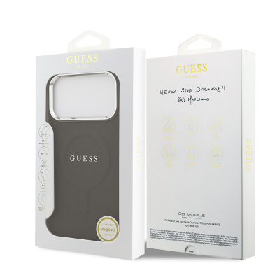 Apple iPhone 17 Pro Max Kılıf Guess Orjinal Lisanslı M-safe Şarj Özellikli Klasik Yazı Logolu PU Deri Kapak - 16