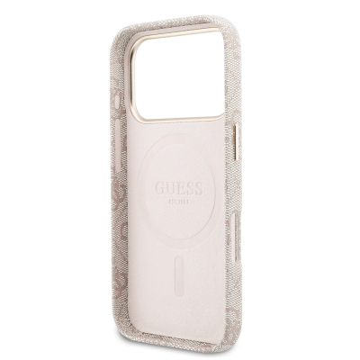 Apple iPhone 17 Pro Max Kılıf Guess Orjinal Lisanslı M-safe Şarj Özellikli Script Yazı Logolu 4G Desenli Kapak - 7