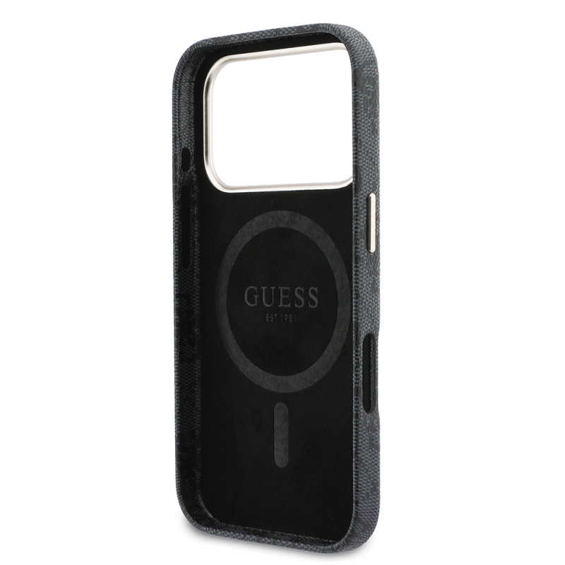 Apple iPhone 17 Pro Max Kılıf Guess Orjinal Lisanslı M-safe Şarj Özellikli Script Yazı Logolu 4G Desenli Kapak - 15