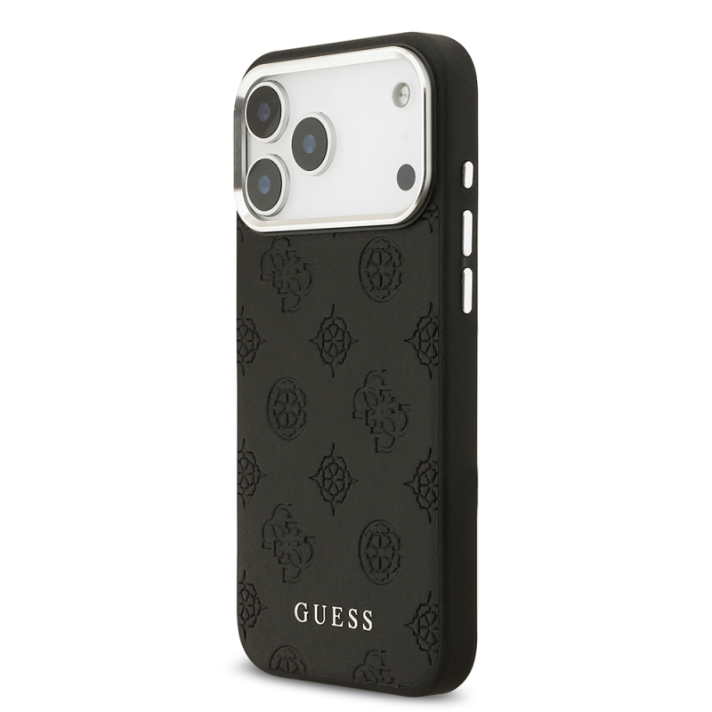 Apple iPhone 17 Pro Max Kılıf Guess Orjinal Lisanslı M-safe Şarj Özellikli Sıcak Baskılı Klasik Yazı Logolu PU Deri Peony Kapak - 4