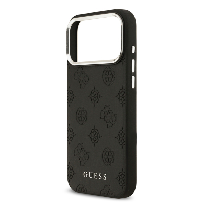 Apple iPhone 17 Pro Max Kılıf Guess Orjinal Lisanslı M-safe Şarj Özellikli Sıcak Baskılı Klasik Yazı Logolu PU Deri Peony Kapak - 9