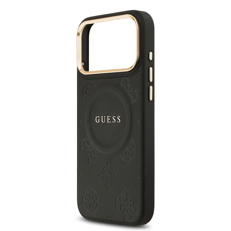 Apple iPhone 17 Pro Max Kılıf Guess Orjinal Lisanslı M-safe Şarj Özellikli Sıcak Baskılı Yazı Logolu PU Deri Peony Kapak - 9