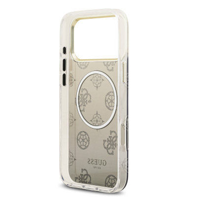 Apple iPhone 17 Pro Max Kılıf Guess Orjinal Lisanslı M-safe Şarj Özellikli Simli Peony Desenli Silikon Kapak - 15