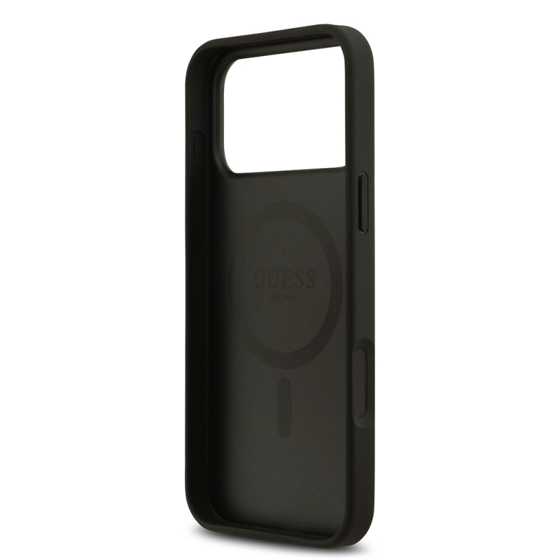 Apple iPhone 17 Pro Max Kılıf Guess Orjinal Lisanslı M-safe Şarj Özellikli Taneli Çiçek Tasarımlı Metal Yazı Logolu Kapak - 8