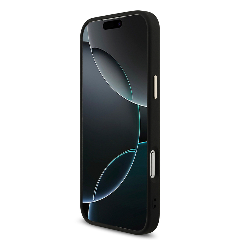 Apple iPhone 17 Pro Max Kılıf Guess Orjinal Lisanslı M-safe Şarj Özellikli Taşlı Üçgen Logo 4G Desenli Kapak - 22