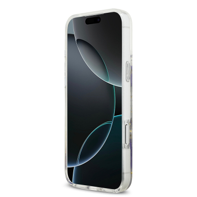 Apple iPhone 17 Pro Max Kılıf Guess Orjinal Lisanslı M-safe Şarj Özellikli Transparan Resin Flowers Kapak - 7