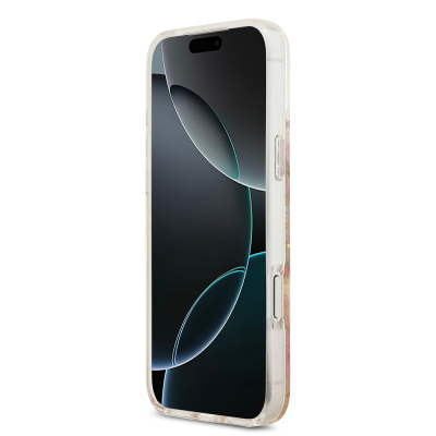 Apple iPhone 17 Pro Max Kılıf Guess Orjinal Lisanslı M-safe Şarj Özellikli Transparan Resin Flowers Kapak - 13