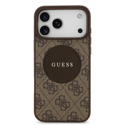 Apple iPhone 17 Pro Max Kılıf Guess Orjinal Lisanslı M-safe Şarj Özellikli Yazı Logolu Circle Classic Kapak - 5