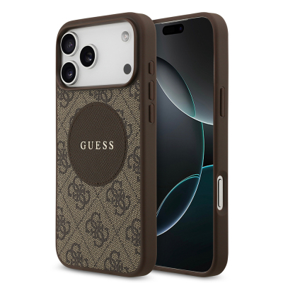 Apple iPhone 17 Pro Max Kılıf Guess Orjinal Lisanslı M-safe Şarj Özellikli Yazı Logolu Circle Classic Kapak - 1