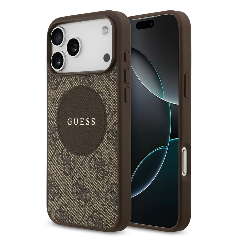 Apple iPhone 17 Pro Max Kılıf Guess Orjinal Lisanslı M-safe Şarj Özellikli Yazı Logolu Circle Classic Kapak - 1