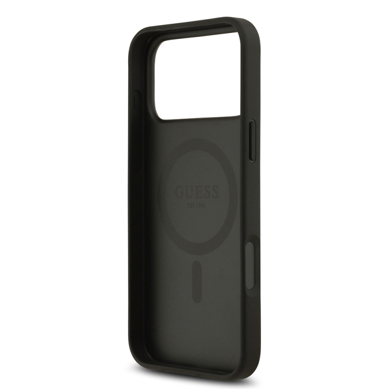 Apple iPhone 17 Pro Max Kılıf Guess Orjinal Lisanslı M-safe Şarj Özellikli Yazı Logolu Circle Classic Kapak - 16