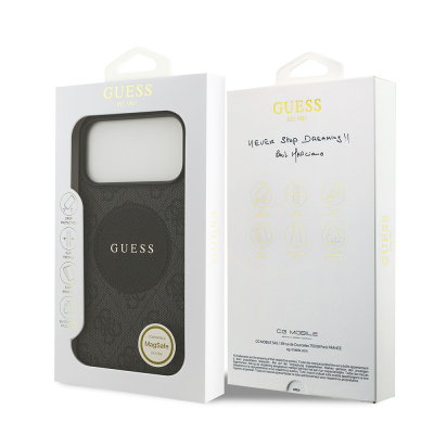 Apple iPhone 17 Pro Max Kılıf Guess Orjinal Lisanslı M-safe Şarj Özellikli Yazı Logolu Circle Classic Kapak - 24
