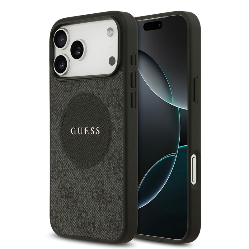Apple iPhone 17 Pro Max Kılıf Guess Orjinal Lisanslı M-safe Şarj Özellikli Yazı Logolu Circle Classic Kapak - 3