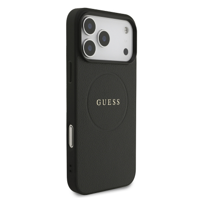 Apple iPhone 17 Pro Max Kılıf Guess Orjinal Lisanslı M-safe Şarj Özellikli Yazı Logolu PU Deri Kapak - 5
