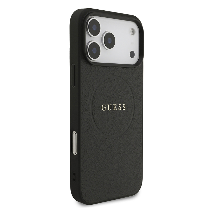 Apple iPhone 17 Pro Max Kılıf Guess Orjinal Lisanslı M-safe Şarj Özellikli Yazı Logolu PU Deri Kapak - 5