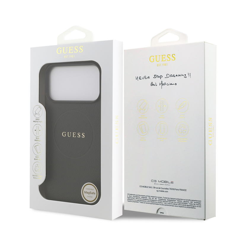 Apple iPhone 17 Pro Max Kılıf Guess Orjinal Lisanslı M-safe Şarj Özellikli Yazı Logolu PU Deri Kapak - 9