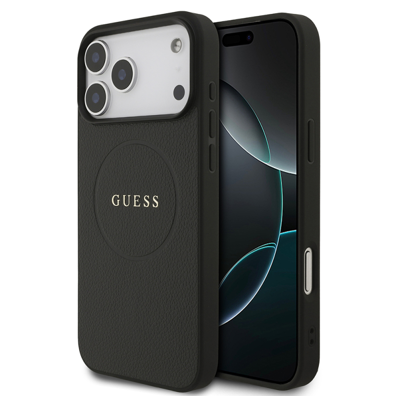 Apple iPhone 17 Pro Max Kılıf Guess Orjinal Lisanslı M-safe Şarj Özellikli Yazı Logolu PU Deri Kapak - 1