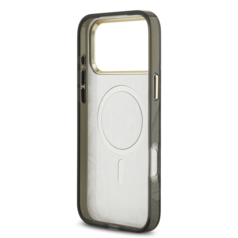 Apple iPhone 17 Pro Max Kılıf Guess Orjinal Lisanslı M-safe Şarj Özellikli Yazı Logolu Python Desenli Kapak - 15