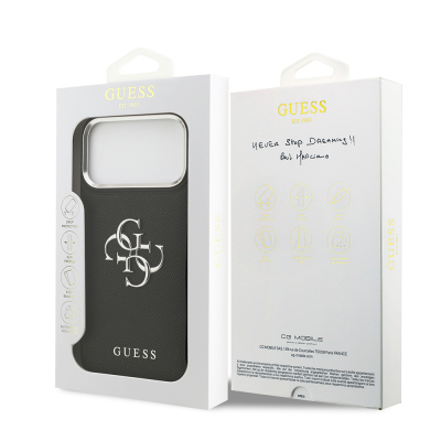Apple iPhone 17 Pro Max Kılıf Guess Orjinal Lisanslı Metal Kamera Çerçeveli Metal Büyük 4G ve Yazı Logolu PU Deri Kapak - 9