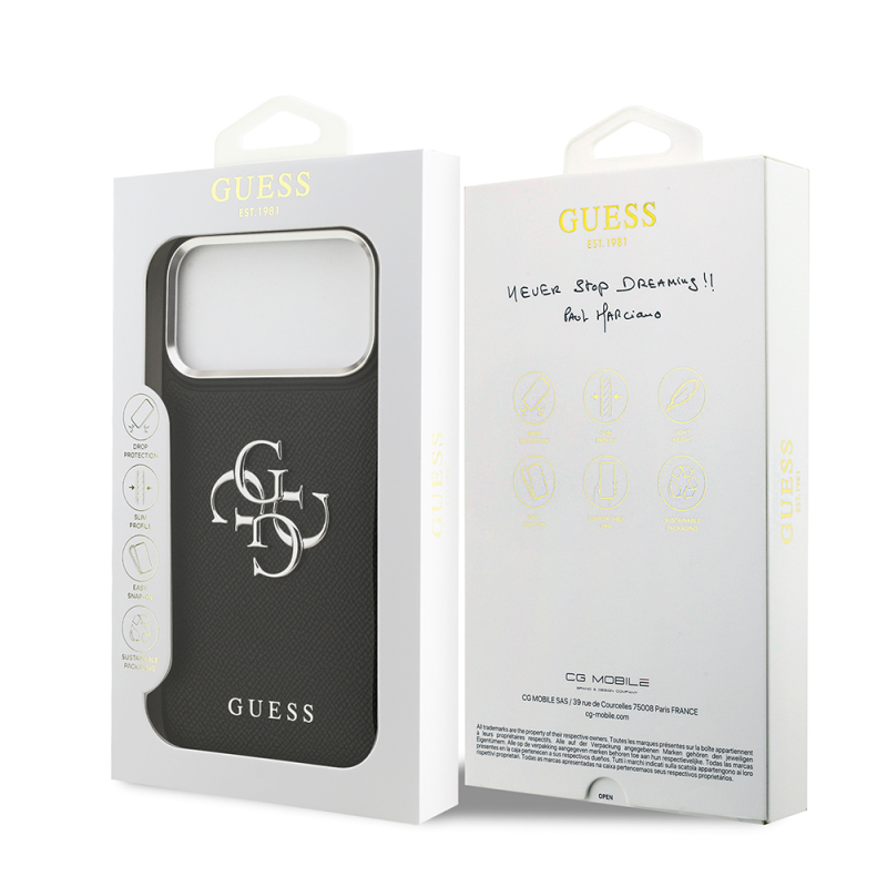 Apple iPhone 17 Pro Max Kılıf Guess Orjinal Lisanslı Metal Kamera Çerçeveli Metal Büyük 4G ve Yazı Logolu PU Deri Kapak - 9