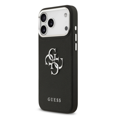 Apple iPhone 17 Pro Max Kılıf Guess Orjinal Lisanslı Metal Kamera Çerçeveli Metal Büyük 4G ve Yazı Logolu PU Deri Kapak - 7