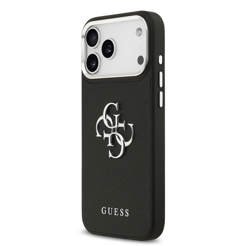Apple iPhone 17 Pro Max Kılıf Guess Orjinal Lisanslı Metal Kamera Çerçeveli Metal Büyük 4G ve Yazı Logolu PU Deri Kapak - 7