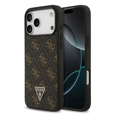 Apple iPhone 17 Pro Max Kılıf Guess Orjinal Lisanslı PU Deri 4G Desenli Üçgen Logolu Kapak - 1