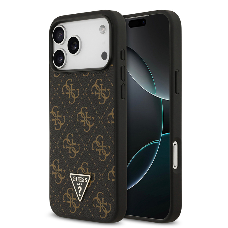 Apple iPhone 17 Pro Max Kılıf Guess Orjinal Lisanslı PU Deri 4G Desenli Üçgen Logolu Kapak - 1