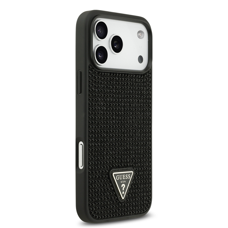 Apple iPhone 17 Pro Max Kılıf Guess Orjinal Lisanslı Taşlı Arka Yüzey Üçgen Logolu Kapak - 5