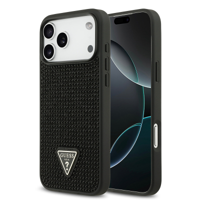 Apple iPhone 17 Pro Max Kılıf Guess Orjinal Lisanslı Taşlı Arka Yüzey Üçgen Logolu Kapak - 2