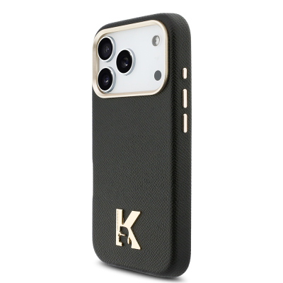 Apple iPhone 17 Pro Max Kılıf Karl Lagerfeld Orjinal Lisanslı M-safe Şarj Özellikli Gold Kamera Çerçeveli KHEAD Metal Logolu PU Deri Kapak - 10