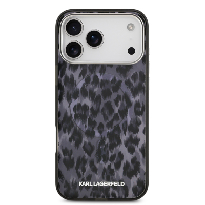 Apple iPhone 17 Pro Max Kılıf Karl Lagerfeld Orjinal Lisanslı M-safe Şarj Özellikli IML Leopar Baskılı Kapak - 5