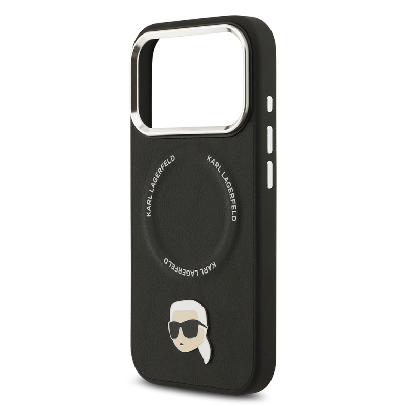 Apple iPhone 17 Pro Max Kılıf Karl Lagerfeld Orjinal Lisanslı M-safe Şarj Özellikli Metal Kamera ve Buton Tasarımlı Karl PU Deri Kapak - 7