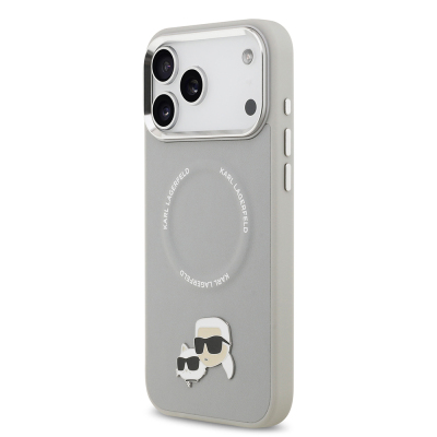 Apple iPhone 17 Pro Max Kılıf Karl Lagerfeld Orjinal Lisanslı M-safe Şarj Özellikli Metal Kamera ve Buton Tasarımlı K&C PU Deri Kapak - 17