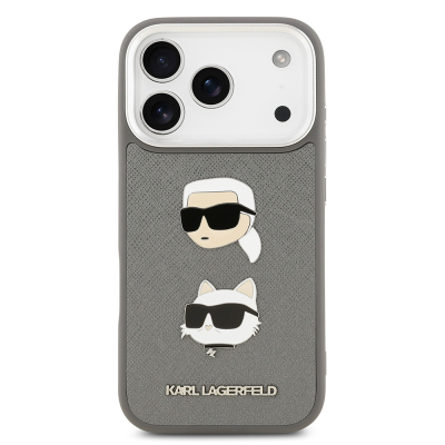 Apple iPhone 17 Pro Max Kılıf Karl Lagerfeld Orjinal Lisanslı Metal Logolu K&C Heads Pin Kapak - 11