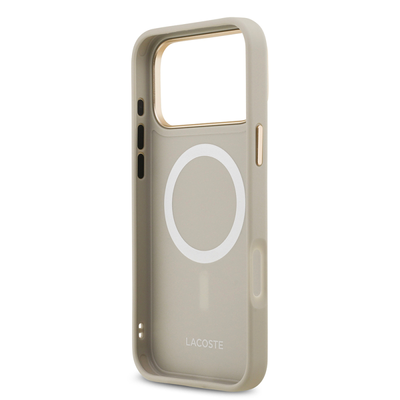 Apple iPhone 17 Pro Max Kılıf Lacoste Orjinal Lisanslı M-safe Şarj Özellikli Champs Elysees PU Deri Tasarımlı Kapak - 22