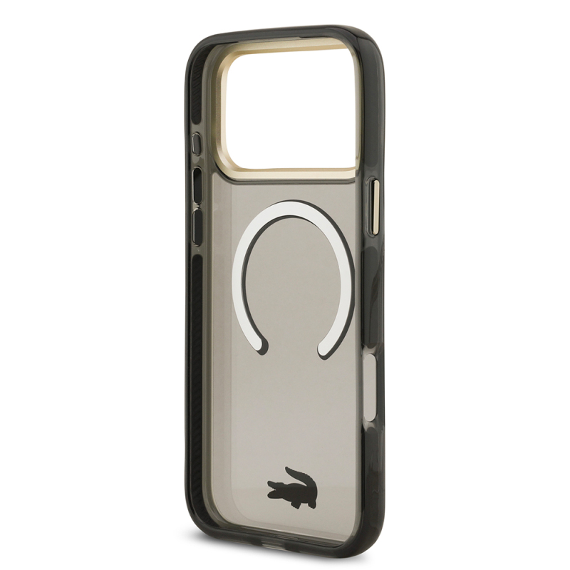 Apple iPhone 17 Pro Max Kılıf Lacoste Orjinal Lisanslı M-safe Şarj Özellikli Gold Timsah Logolu Buzlu Kapak - 16