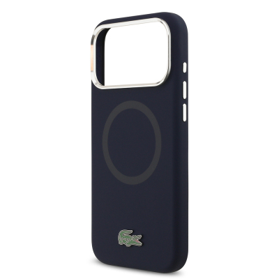 Apple iPhone 17 Pro Max Kılıf Lacoste Orjinal Lisanslı M-safe Şarj Özellikli İkonik Logolu Metal Kamera Çerçeveli Silikon Kapak - 10