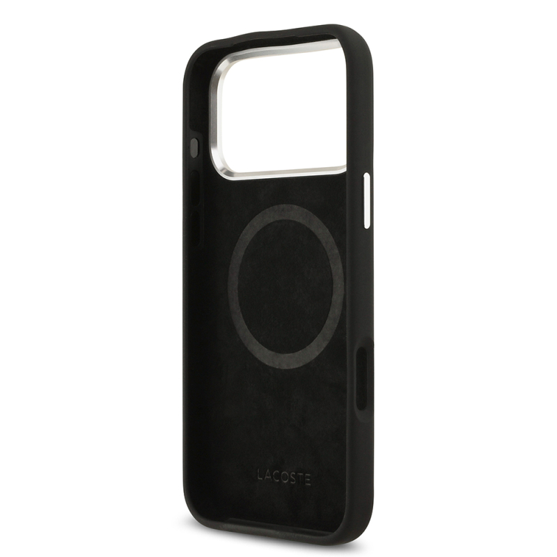 Apple iPhone 17 Pro Max Kılıf Lacoste Orjinal Lisanslı M-safe Şarj Özellikli İkonik Logolu Metal Kamera Çerçeveli Silikon Kapak - 18