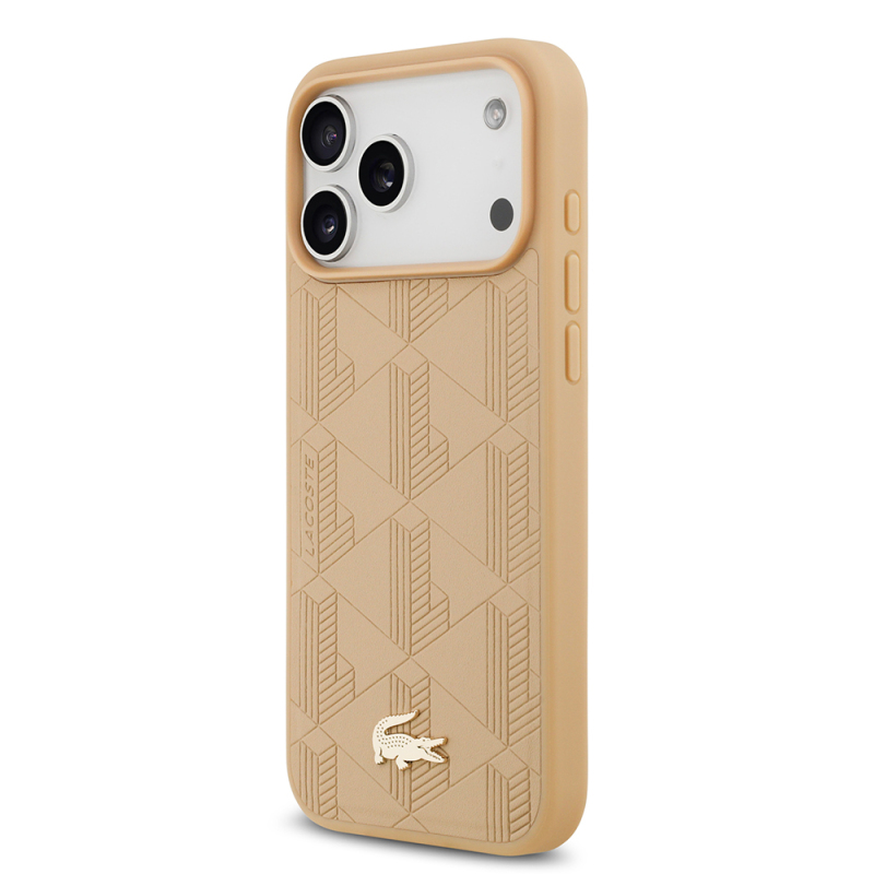 Apple iPhone 17 Pro Max Kılıf Lacoste Orjinal Lisanslı M-safe Şarj Özellikli PU Deri Tasarımlı Karışık Monogram Desenli Kapak - 10