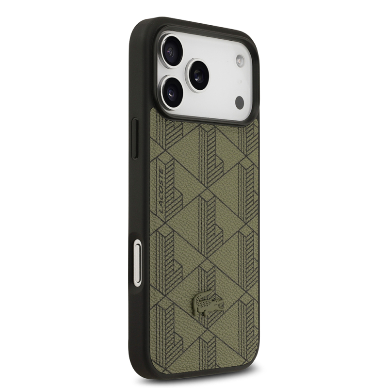 Apple iPhone 17 Pro Max Kılıf Lacoste Orjinal Lisanslı M-safe Şarj Özellikli PU Deri Tasarımlı Kartlıklı Karışık Monogram Desenli Kapak - 5