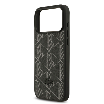 Apple iPhone 17 Pro Max Kılıf Lacoste Orjinal Lisanslı M-safe Şarj Özellikli PU Deri Tasarımlı Kartlıklı Karışık Monogram Desenli Kapak - 16