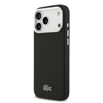 Apple iPhone 17 Pro Max Kılıf Lacoste Orjinal Lisanslı M-safe Şarj Özellikli PU Pike Desenli Standlı Metal Logolu Kapak - 3