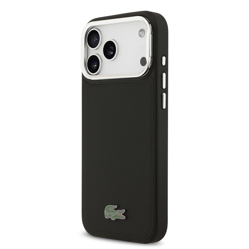 Apple iPhone 17 Pro Max Kılıf Lacoste Orjinal Lisanslı M-safe Şarj Özellikli PU Pike Desenli Standlı Metal Logolu Kapak - 3