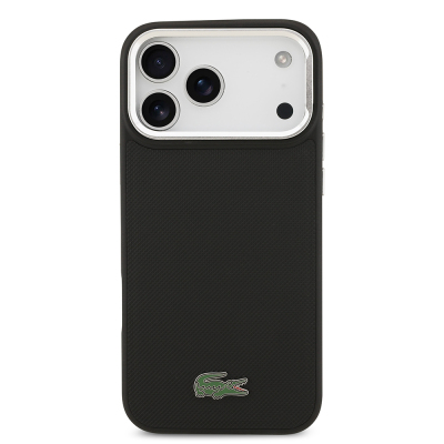 Apple iPhone 17 Pro Max Kılıf Lacoste Orjinal Lisanslı M-safe Şarj Özellikli PU Pike Desenli Standlı Metal Logolu Kapak - 4