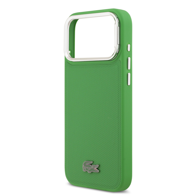 Apple iPhone 17 Pro Max Kılıf Lacoste Orjinal Lisanslı M-safe Şarj Özellikli PU Pike Desenli Standlı Metal Logolu Kapak - 17