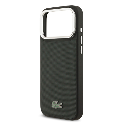 Apple iPhone 17 Pro Max Kılıf Lacoste Orjinal Lisanslı M-safe Şarj Özellikli PU Pike Desenli Standlı Metal Logolu Kapak - 24