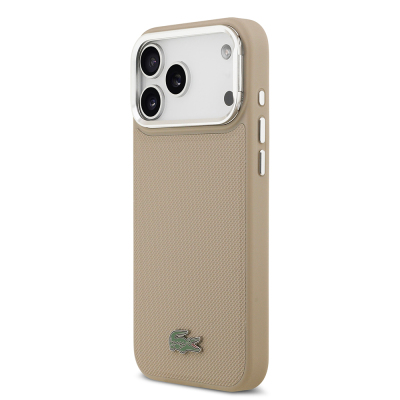 Apple iPhone 17 Pro Max Kılıf Lacoste Orjinal Lisanslı M-safe Şarj Özellikli PU Pike Desenli Standlı Metal Logolu Kapak - 27